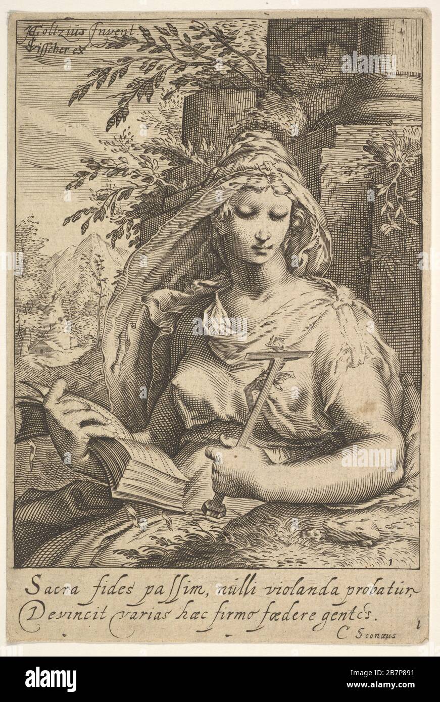 Temperance, from The Seven Virtues. After Hendrick Goltzius. After Jacob Matham Stock Photo