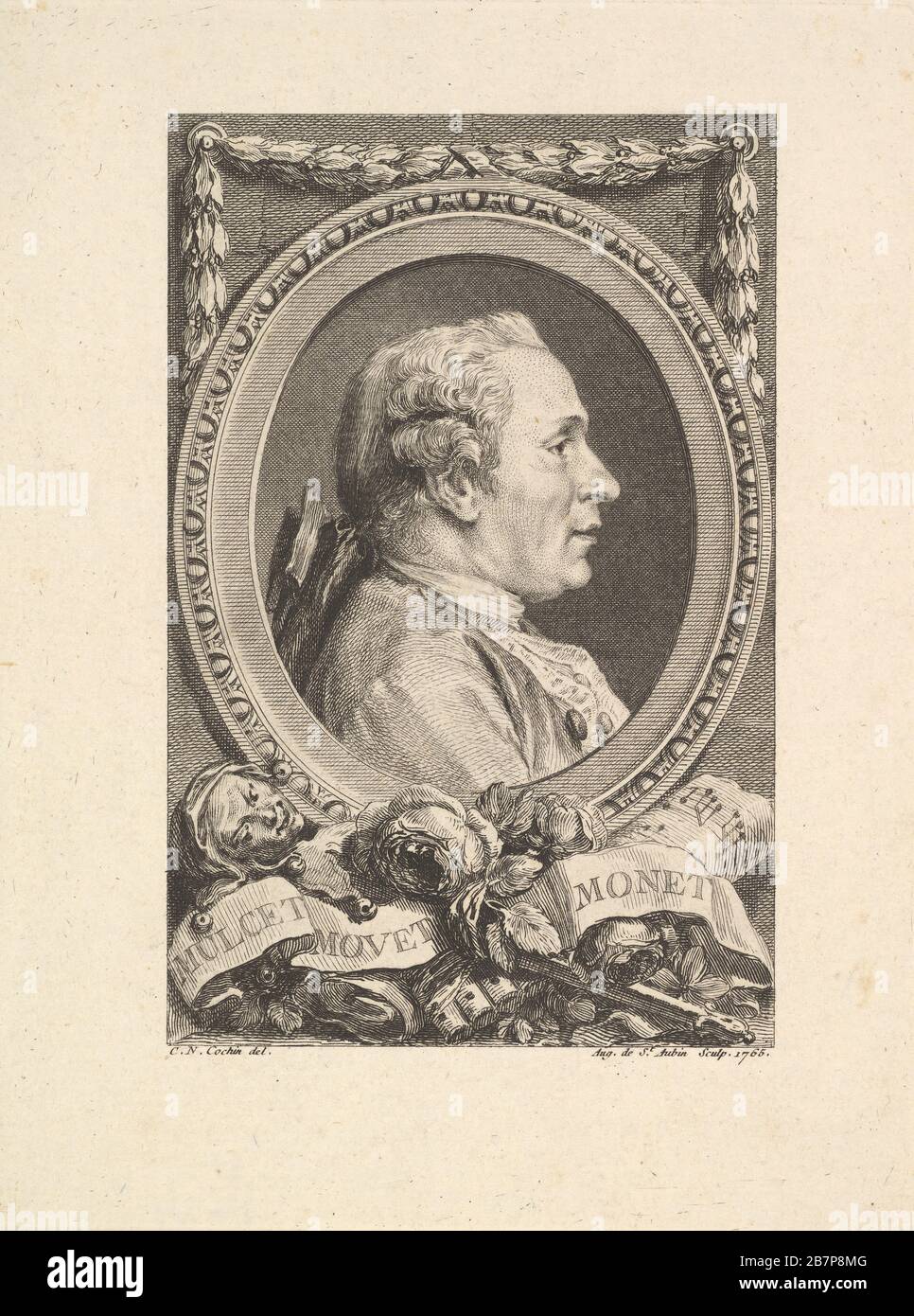 Portrait of Jean Monnet, 1765. After Charles Nicolas Cochin II Stock Photo