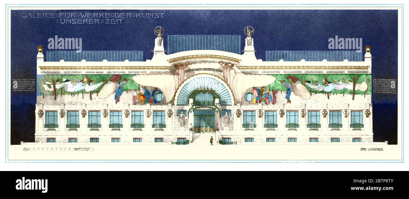 Austria, Wien, Project for gallery for Works of Art of Our Time, from sketches of projects by Otto Wagner Architectk 1897. Stock Photo