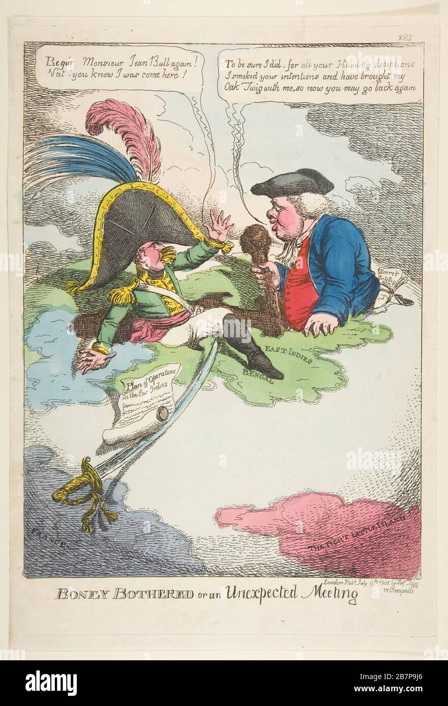 Boney Bothered or an Unexpected Meeting, July 9, 1808. Stock Photo