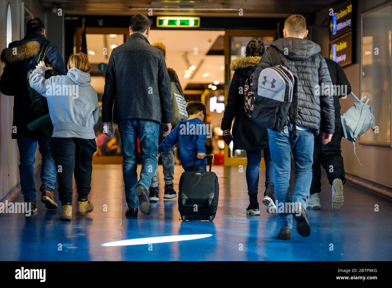 Otopeni, Romania - February 25, 2020: Passengers inside Henri Coanda International Airport, near Bucharest, Romania. Stock Photo