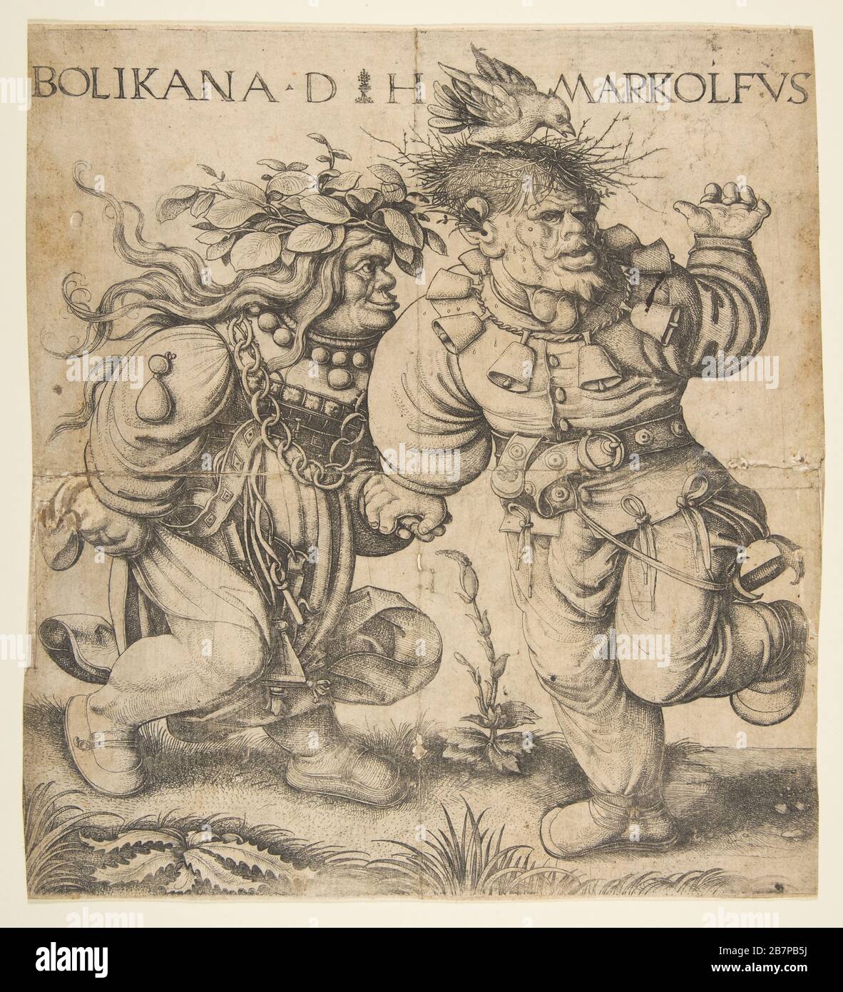 Bolinka and Marcolfus, late 15th-early 16th century.  After Hans Weiditz the Younger Stock Photo