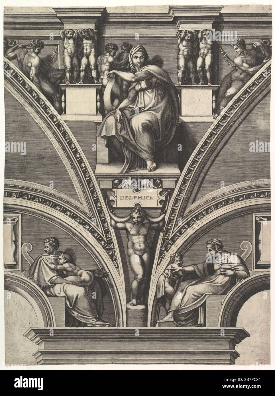 The Delphic Sibyl; from the series of Prophets and Sibyls in the Sistine Chapel, 1570-75. After Michelangelo Buonarroti Stock Photo