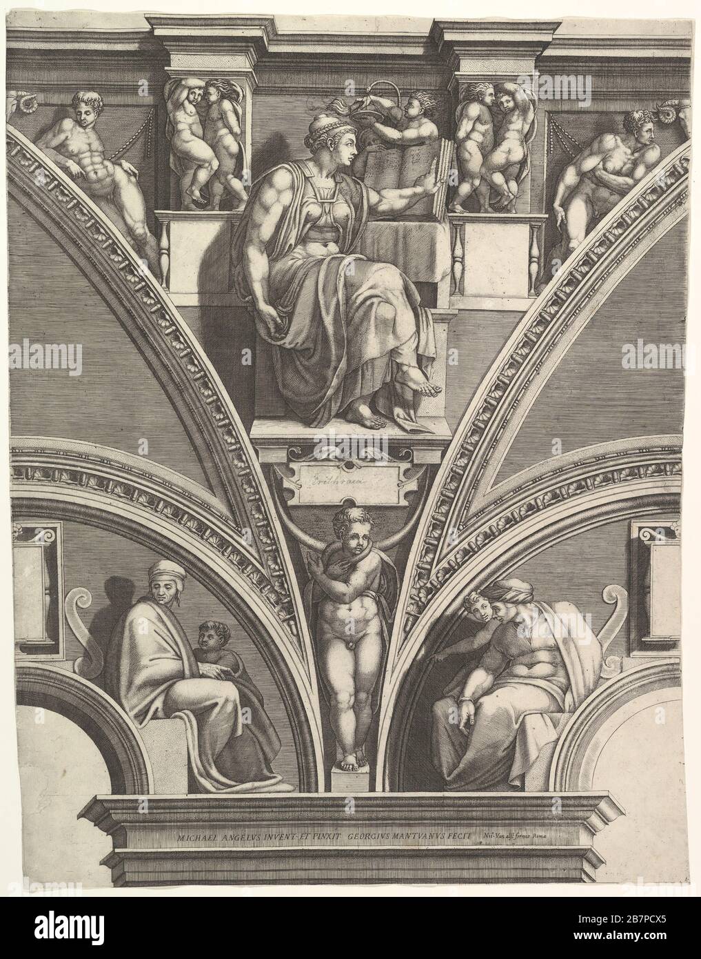 The Eritrean Sibyl; from the series of Prophets and Sibyls in the Sistine Chapel, 1570-75. After Michelangelo Buonarroti Stock Photo