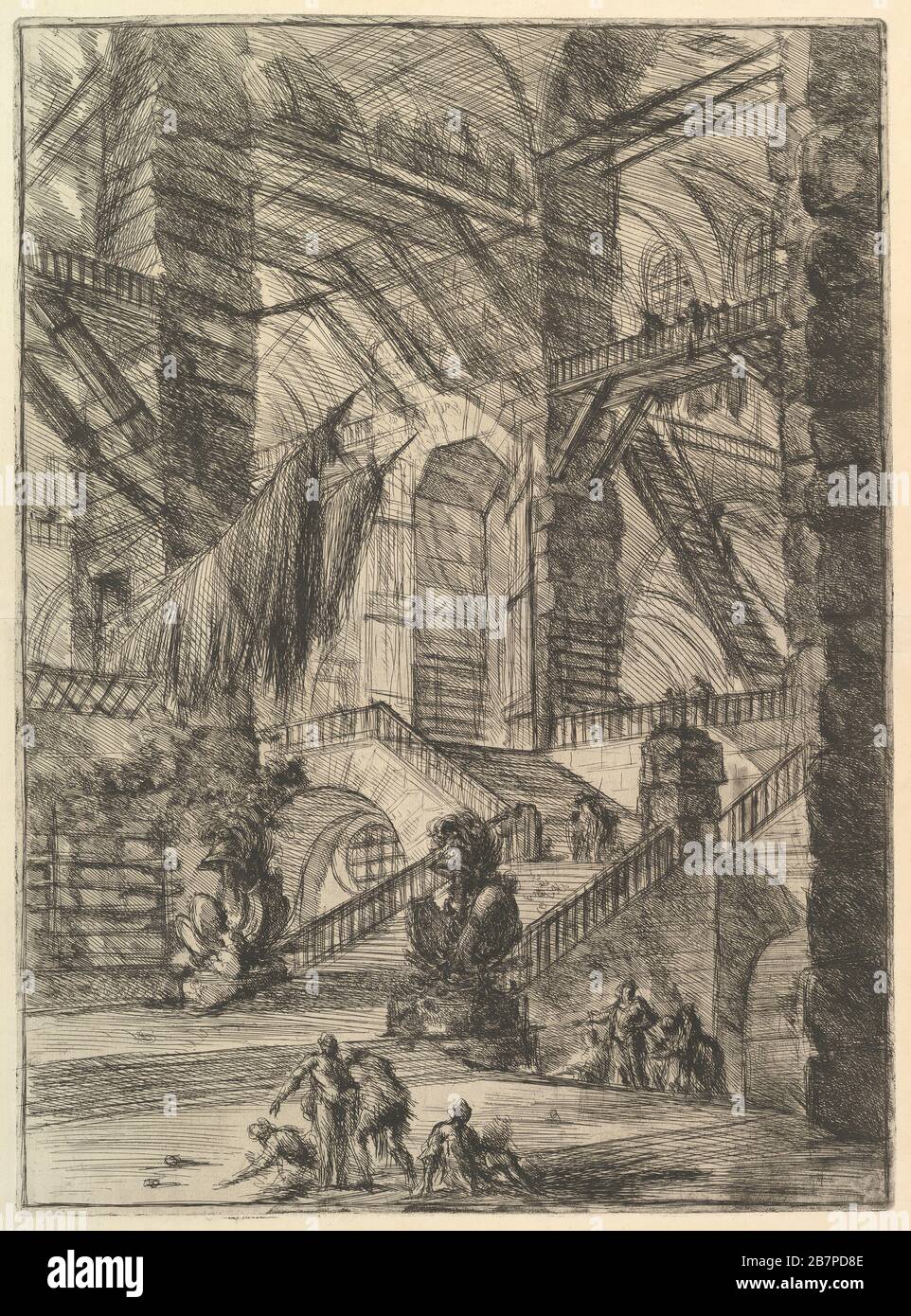 The Staircase with Trophies, from Carceri d'invenzione (Imaginary Prisons), ca. 1749-50. Stock Photo