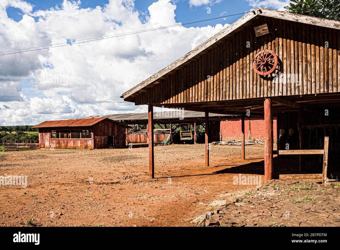 Farm in countryside of southern Brazil. Guatambu, Santa Catarina, Brazil. Stock Photo