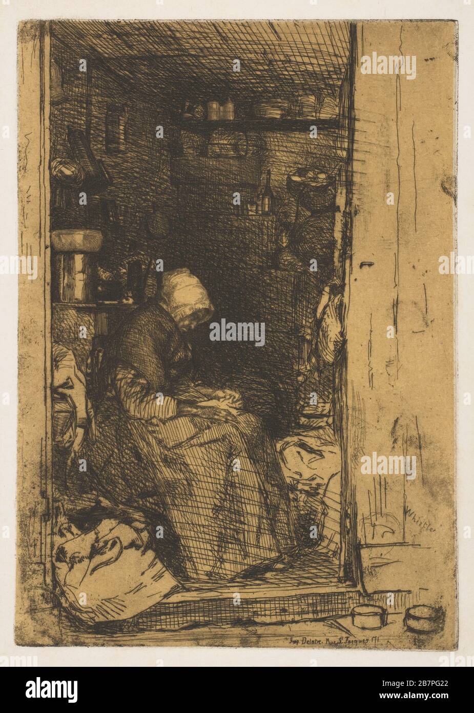 Sorting Rags La Vielle aux Loques, 1858. Elderly woman sorting rags (loques) in ...