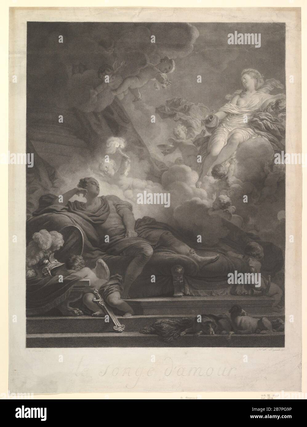 Le Songe d'Amour.n.d. (The Dream of Love). Engraved by Nicholas Francois Regnault Stock Photo