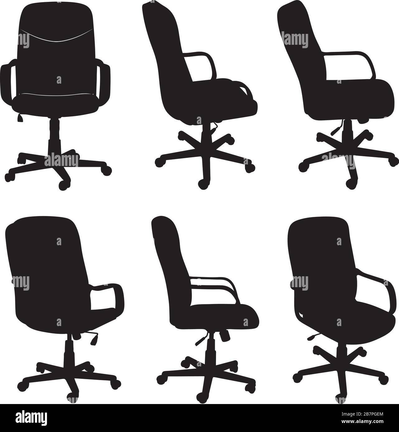 Collection of different office chairs isolated on white Stock Vector ...