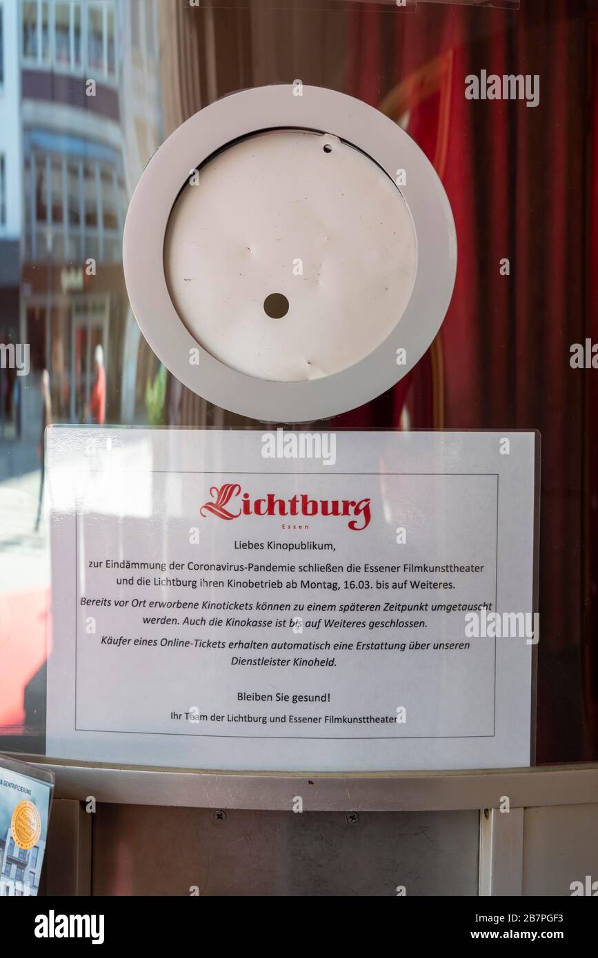 Effects of the Coronavirus Pandemic in Germany, Essen, closed cinema, Lichtburg, Stock Photo