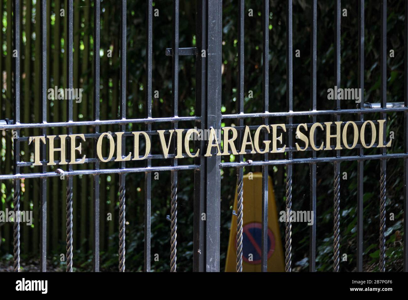 Gateway port of the Old Vicarage School, an independent nursery and preparatory school for girls and boys in Derby, England, Great Britain, UK Stock Photo