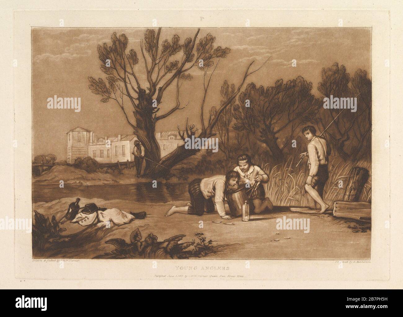 Young Anglers (Liber Studiorum, part VII), June 1, 1811. Stock Photo