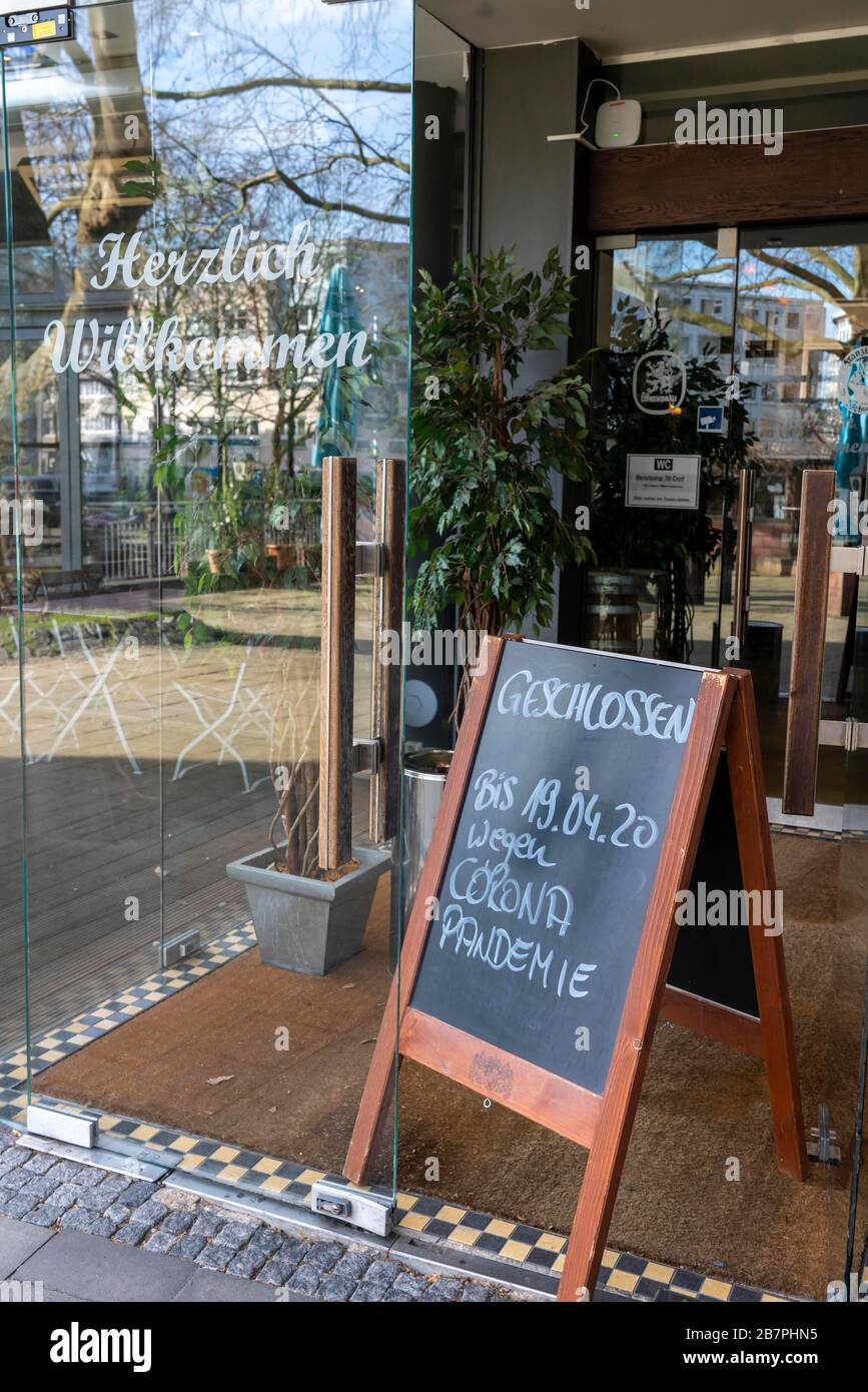 Effects of the coronavirus pandemic in Germany, food, closed restaurant, Der Lšwe, Bavarian cuisine, Stock Photo