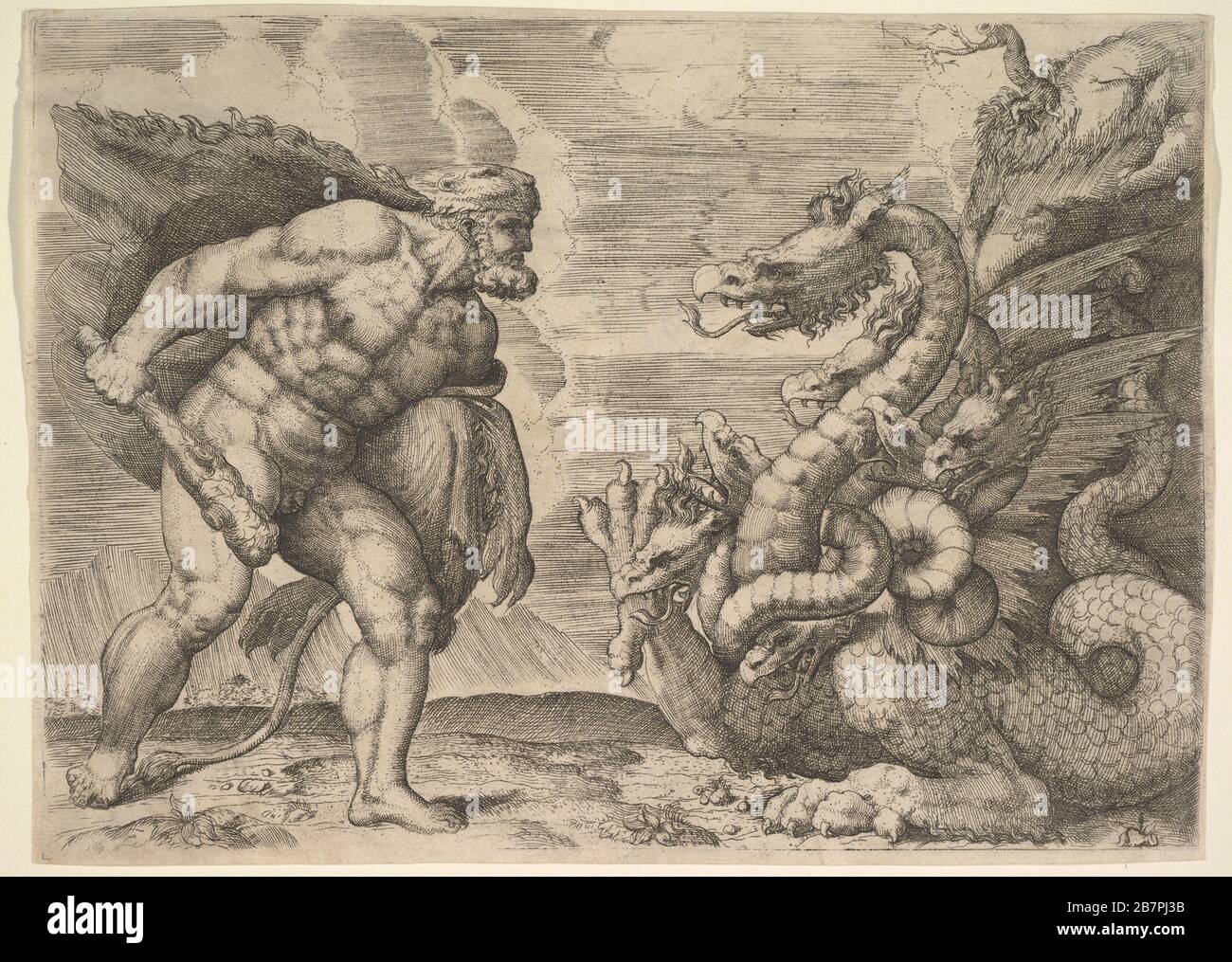 Hercules and the Hydra of Lerna. Stock Photo