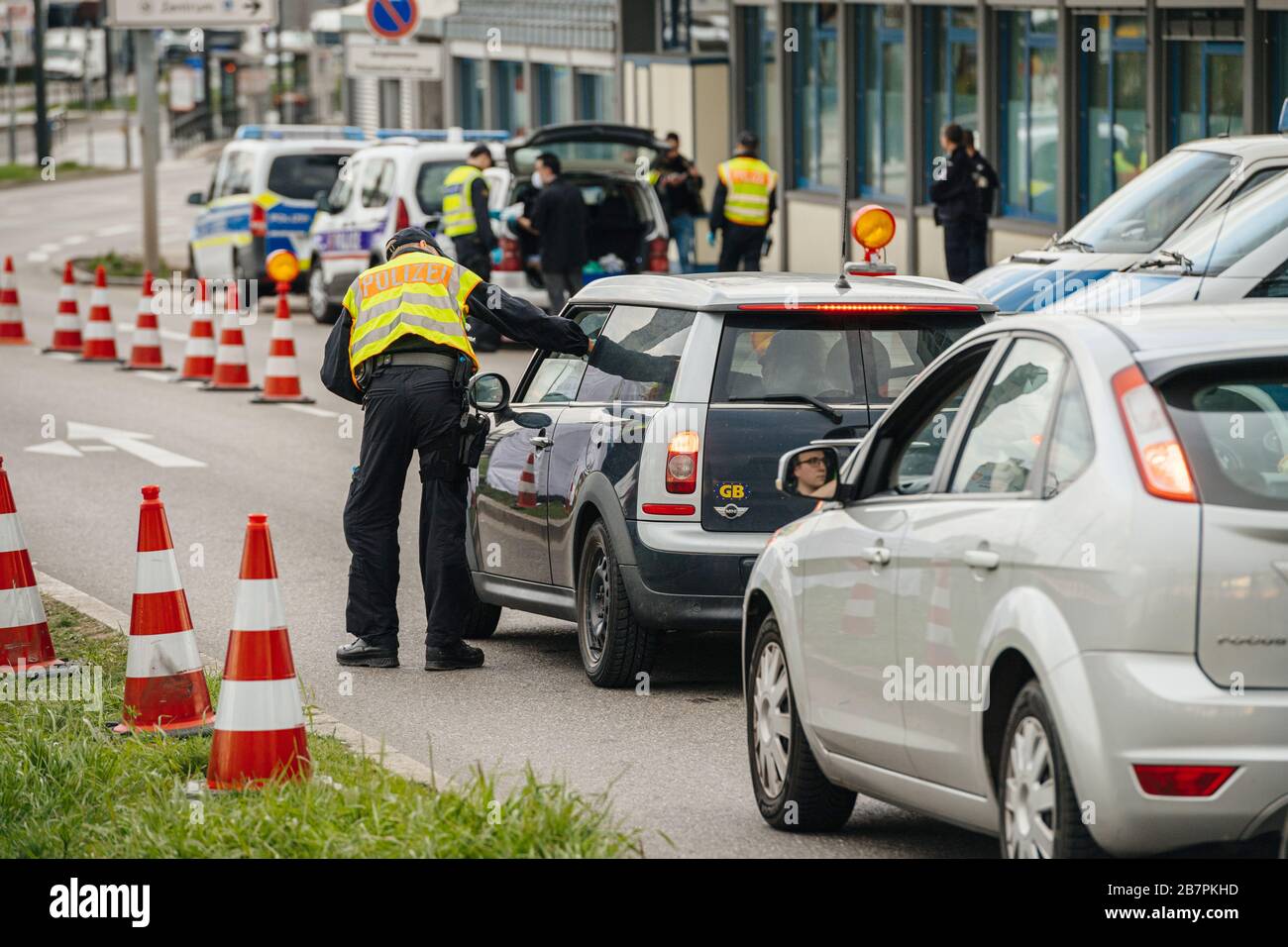 Kehl, Germany - Mar 16, 2020: Polizei officer of the Federal Police ...