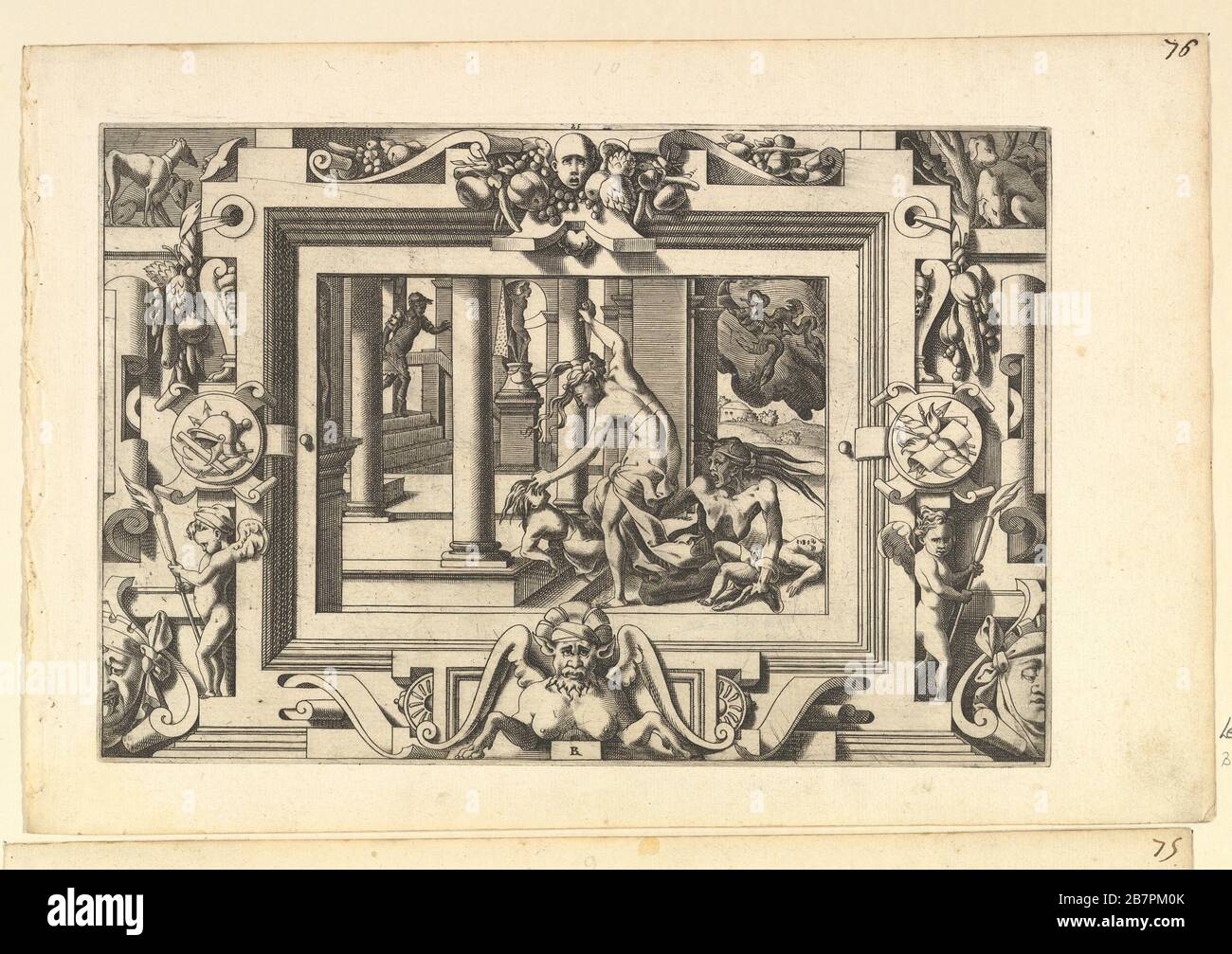 Medea Kills Her Two Children by Jason (Pour qui d'Absyrte a le sang repandu, fait que du sien le tort lui soit rendu...), 1563.  After Leonard Thiry Stock Photo