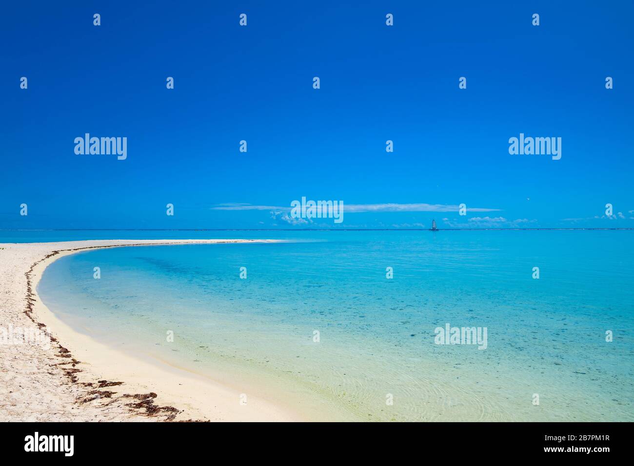 Bora Bora beach with turquoise water, Tahiti, French Polynesia Stock Photo