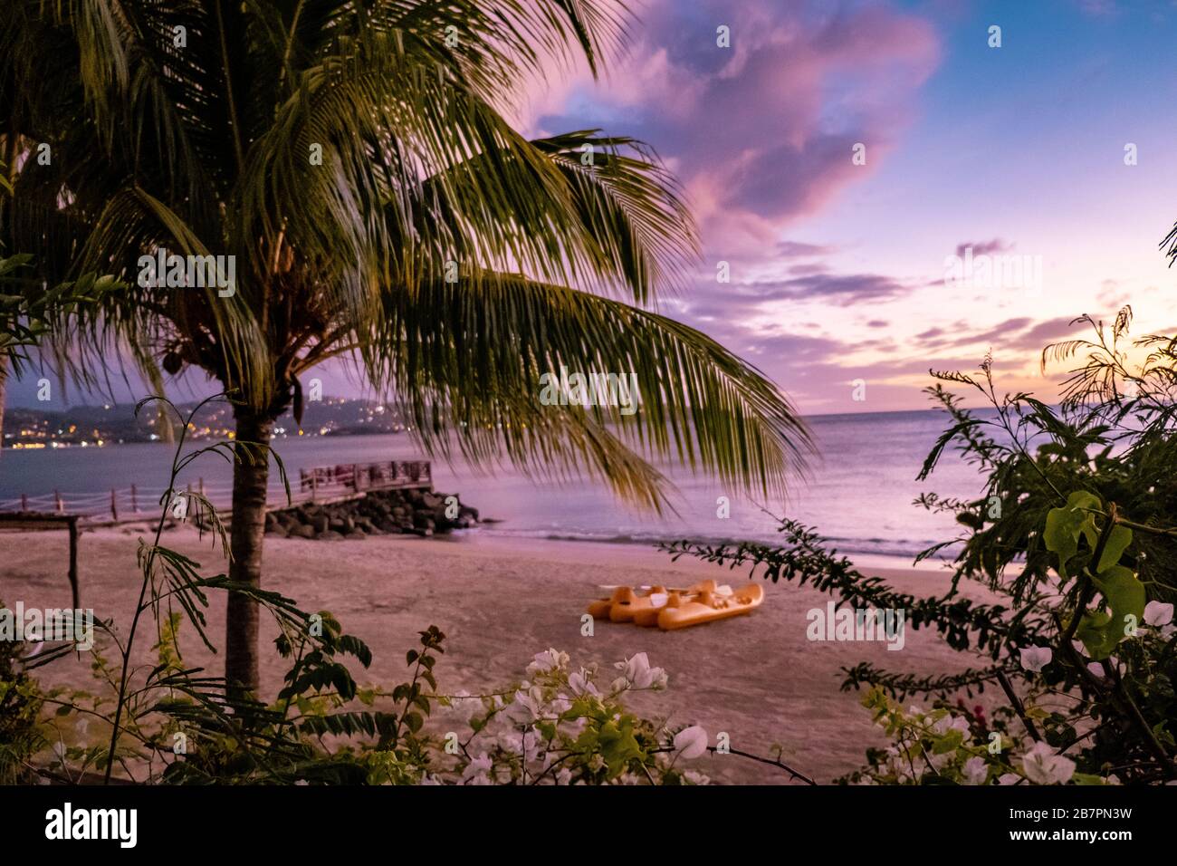 Saint Lucia Caribbean Island, huge Piton mountains at the beach of