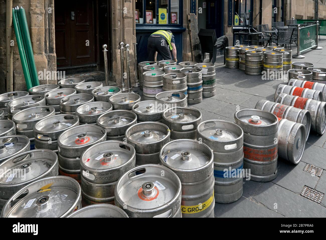 Kegs of beer being delivered to a public house on Cockburn Street