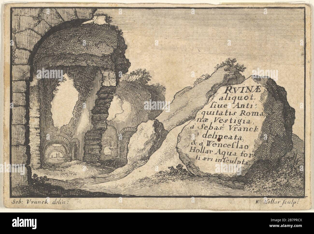 Roman Ruins, second version of title-page, ca. 1650. Stock Photo