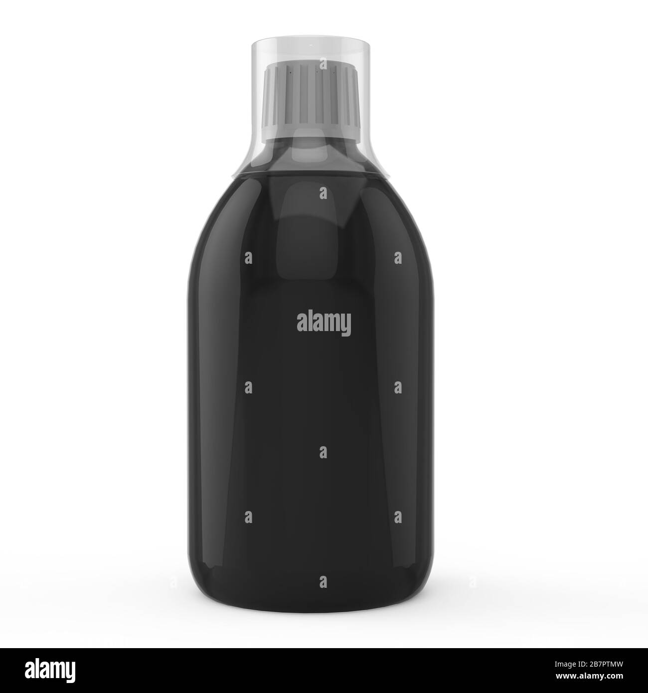 3d Illustration, Black bottle mock-up on white background Stock Photo ...