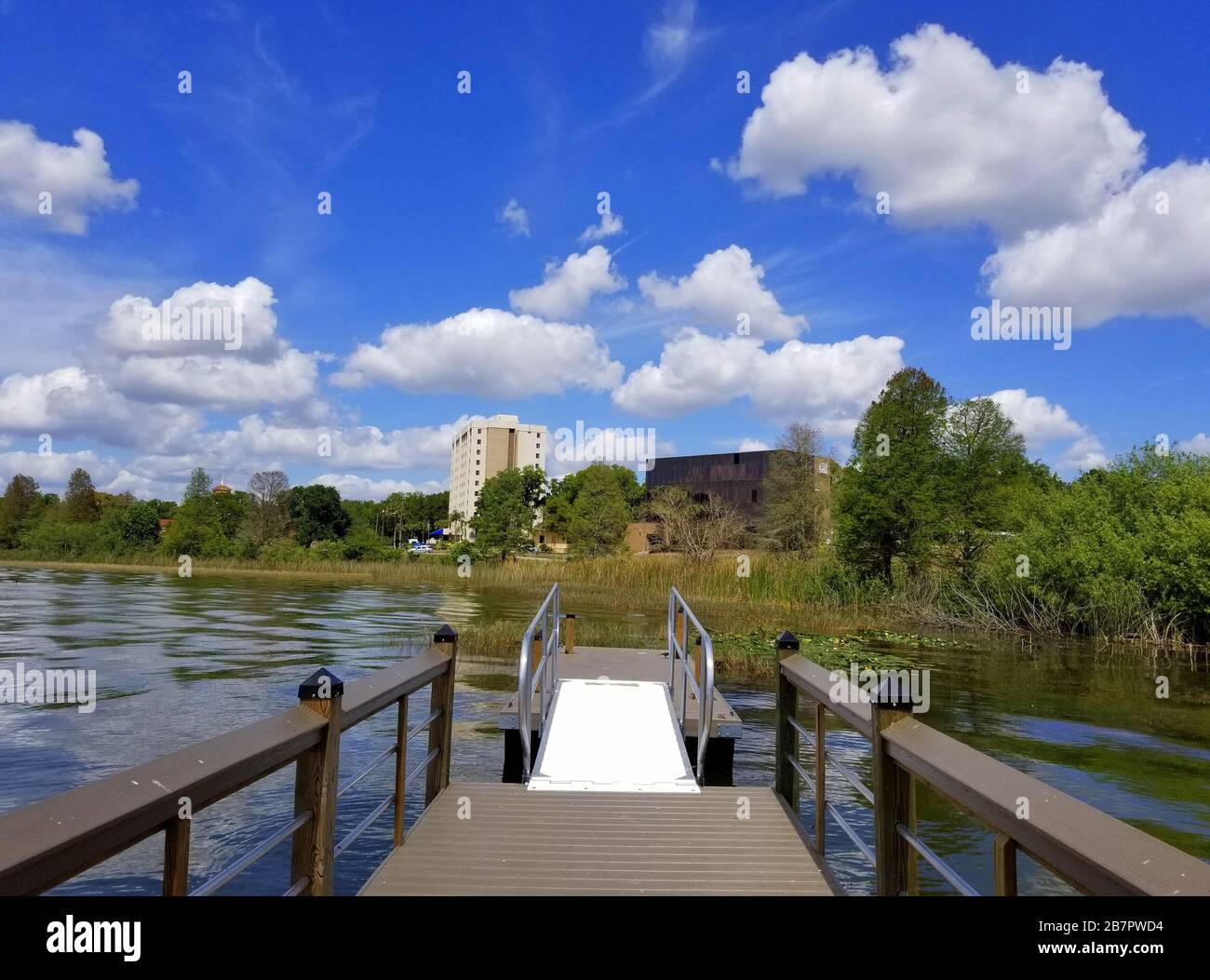 The floating fishing pier by the lake near Heritage Park, Winter Haven