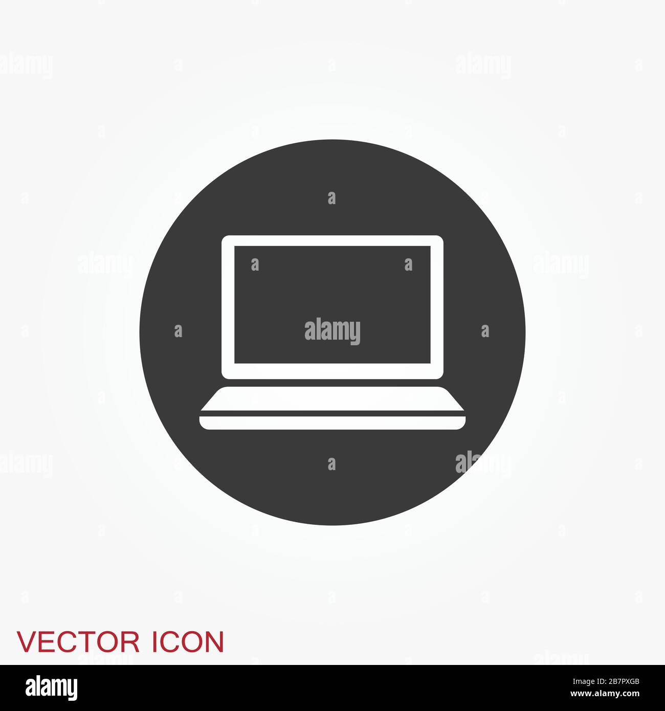 Laptop vector icon, vector illustration, flat design Stock Vector