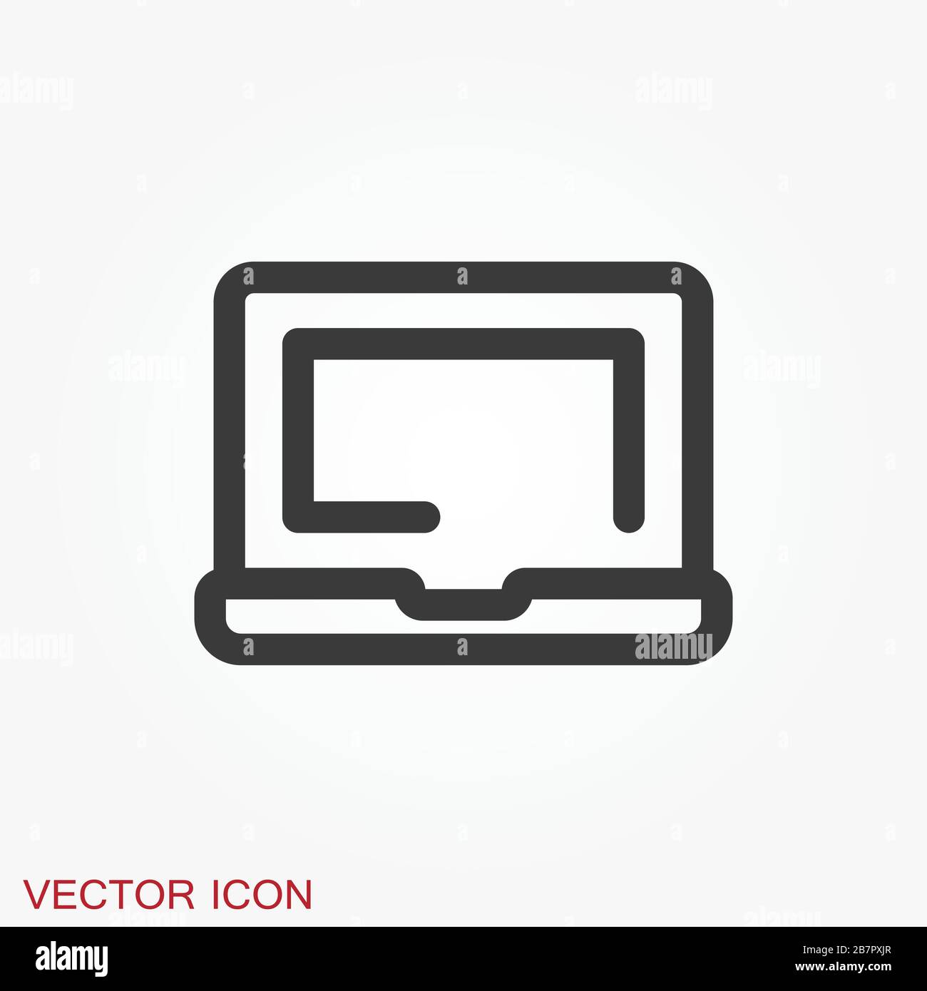 Laptop vector icon, vector illustration, flat design Stock Vector
