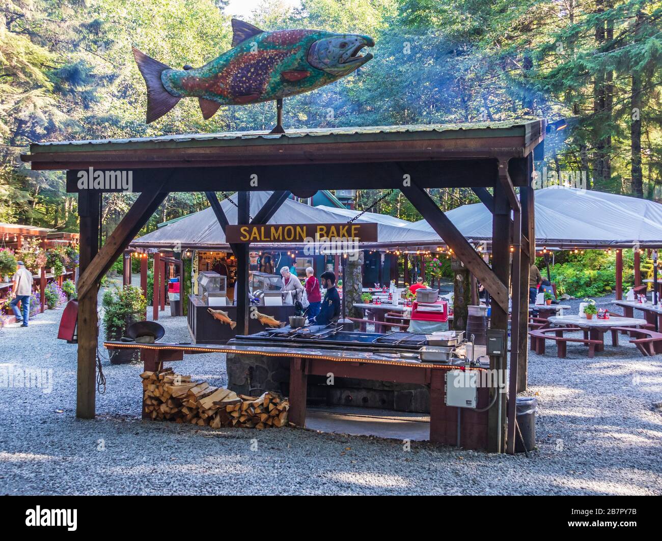 Salmon Bake, cruise excursion, in Juneau, Alaska Stock Photo Alamy