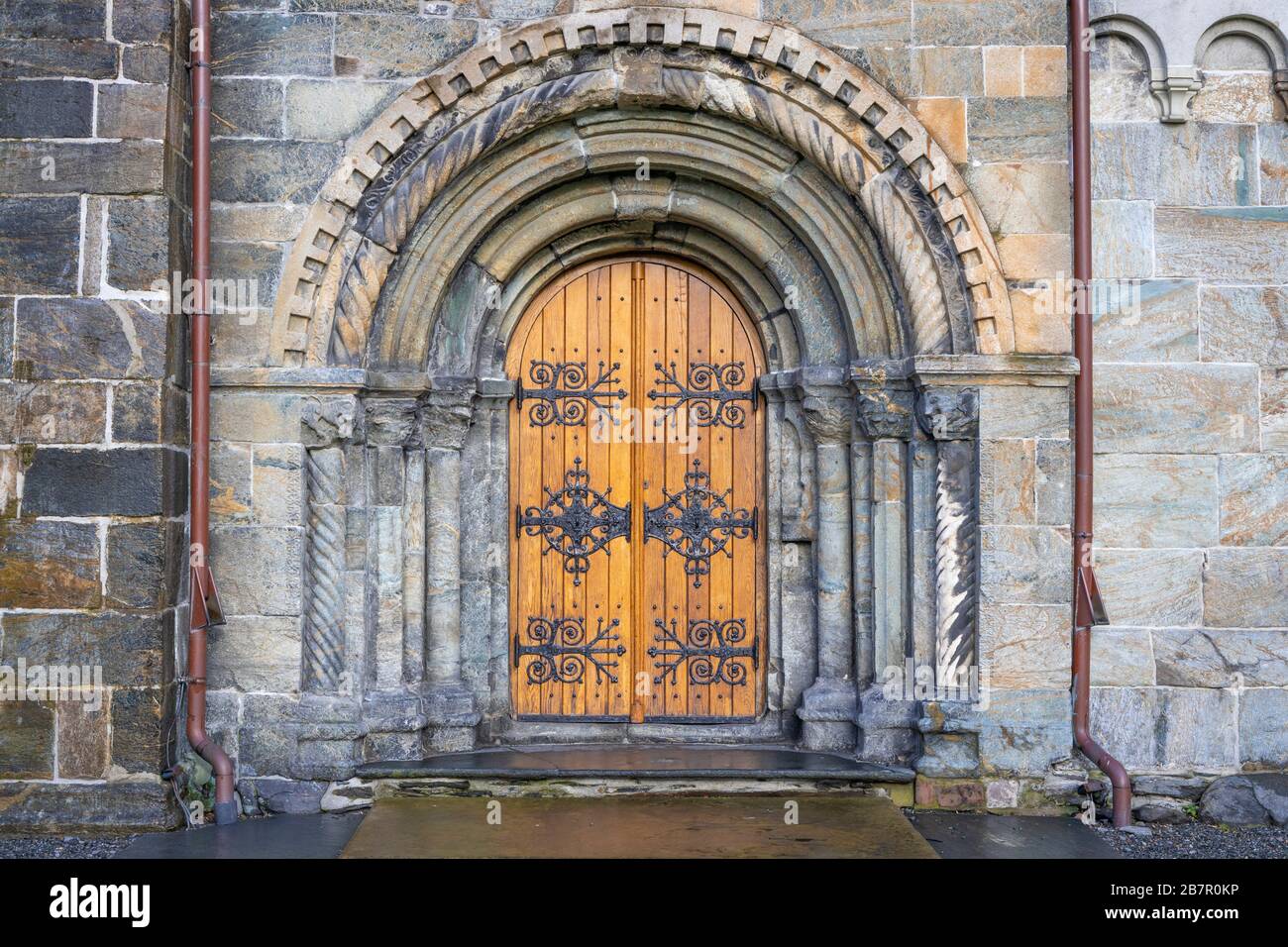 Metal fittings on an old church door in Bergen, Norway Stock Photo Alamy