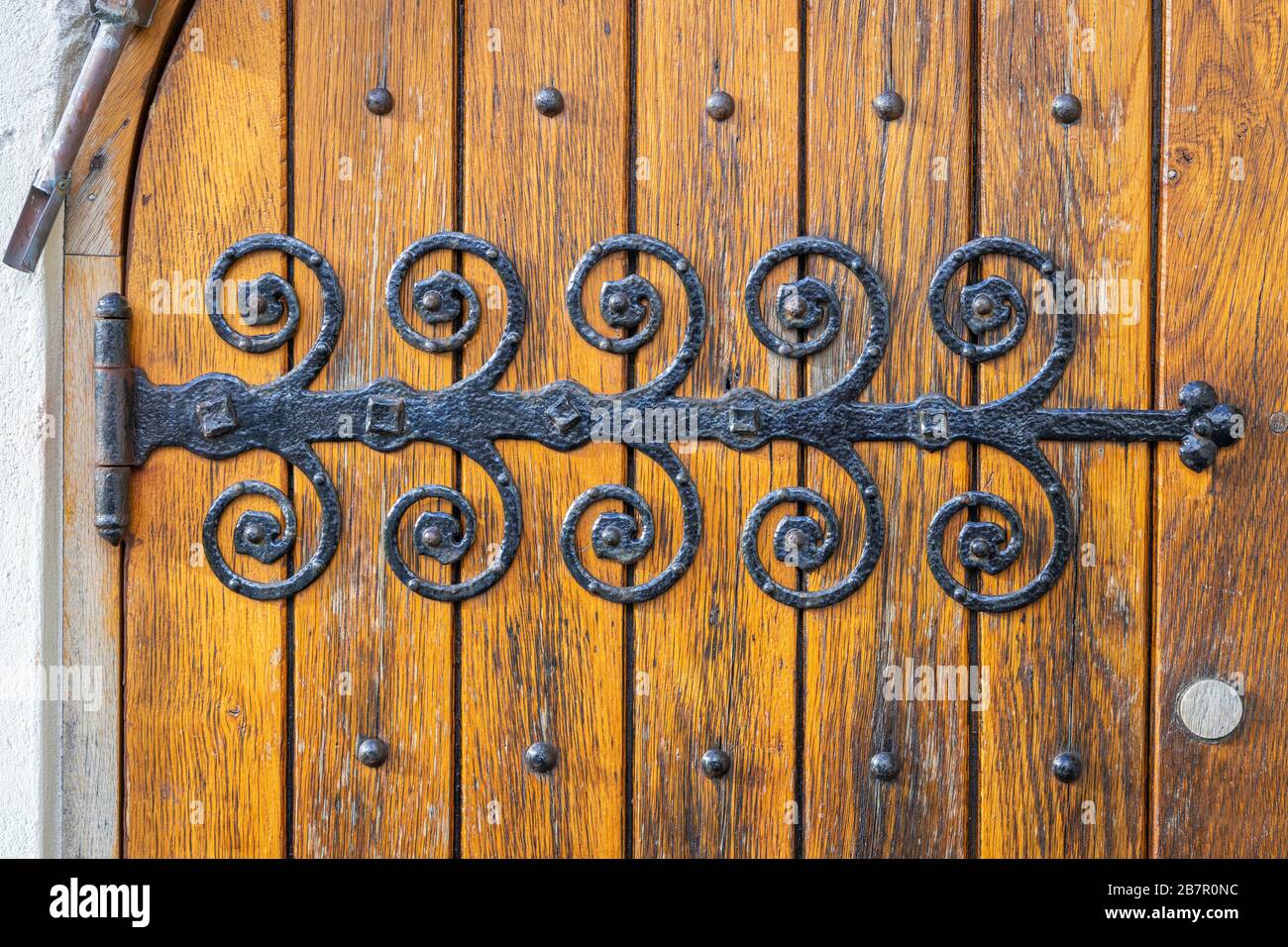 Metal fittings on an old church door in Bergen, Norway Stock Photo Alamy