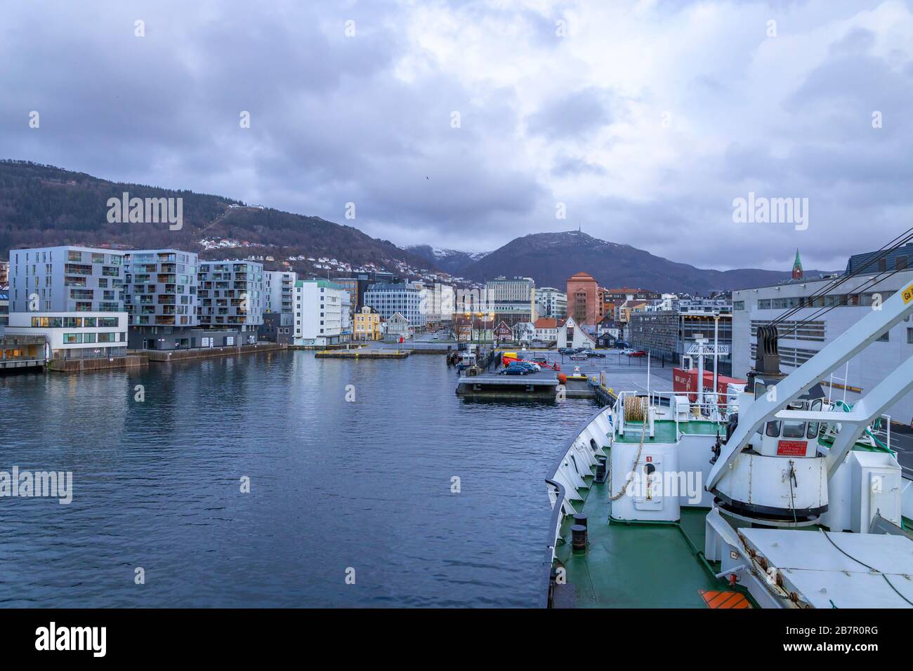 Abfahrt vom Hafen in Bergen, Norway Stock Photo