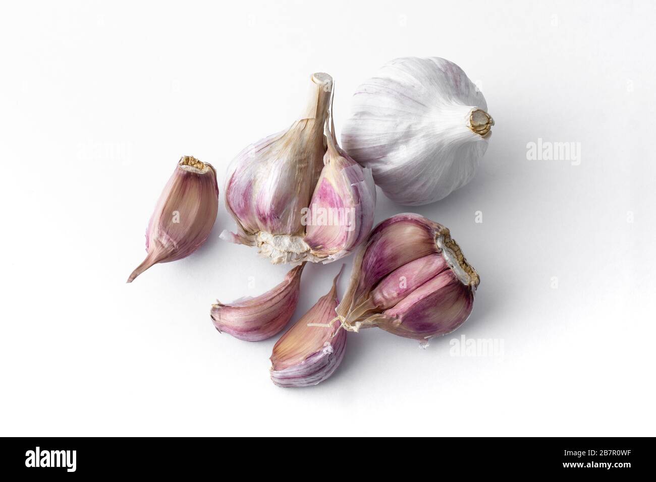 garlic cloves and garlic bulb and white background Stock Photo - Alamy