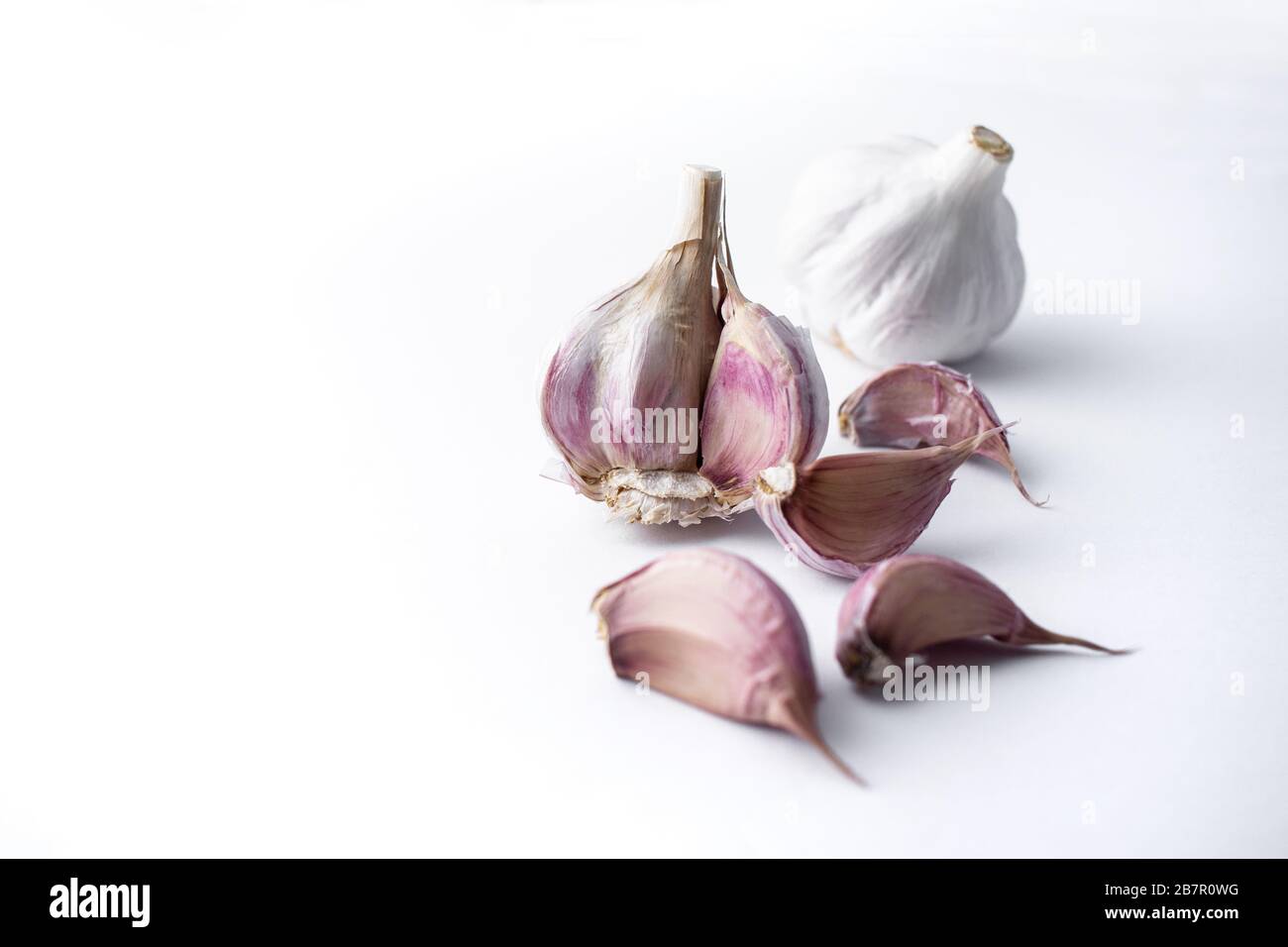 garlic cloves and garlic bulb and white background Stock Photo - Alamy