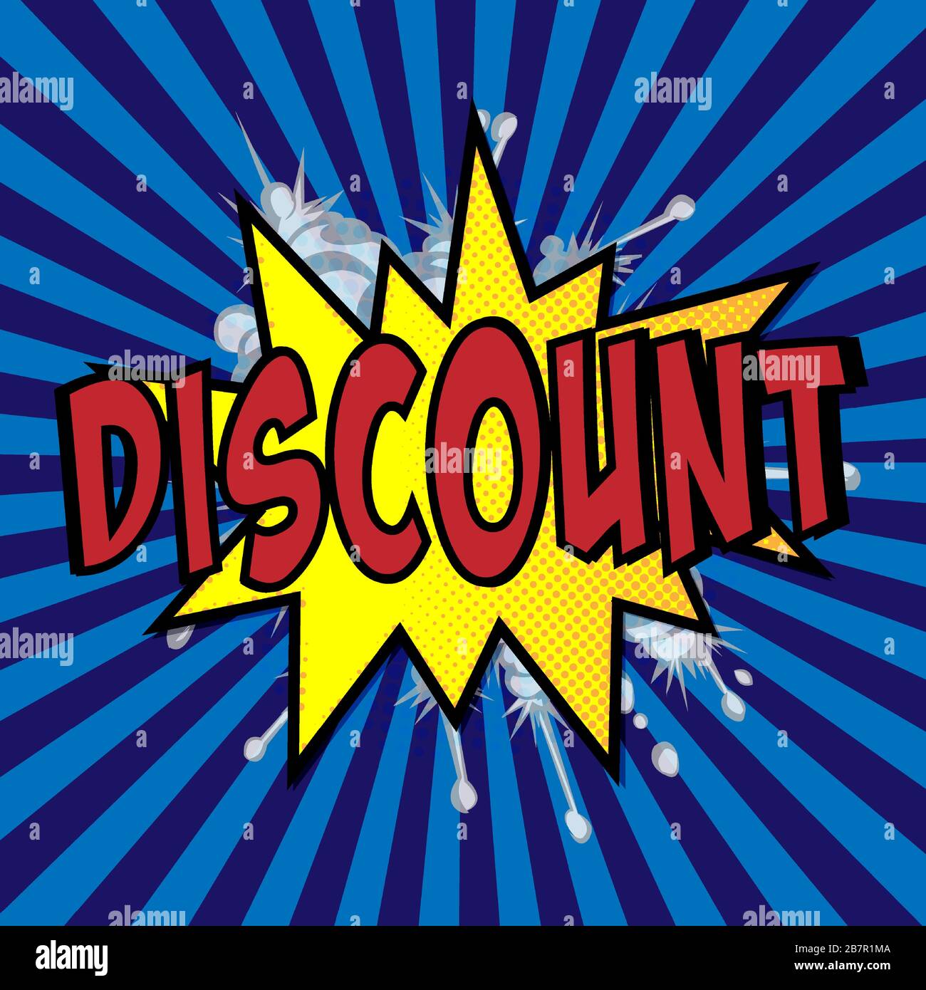 Comic explosive bright concept with red Discount wording yellow speech