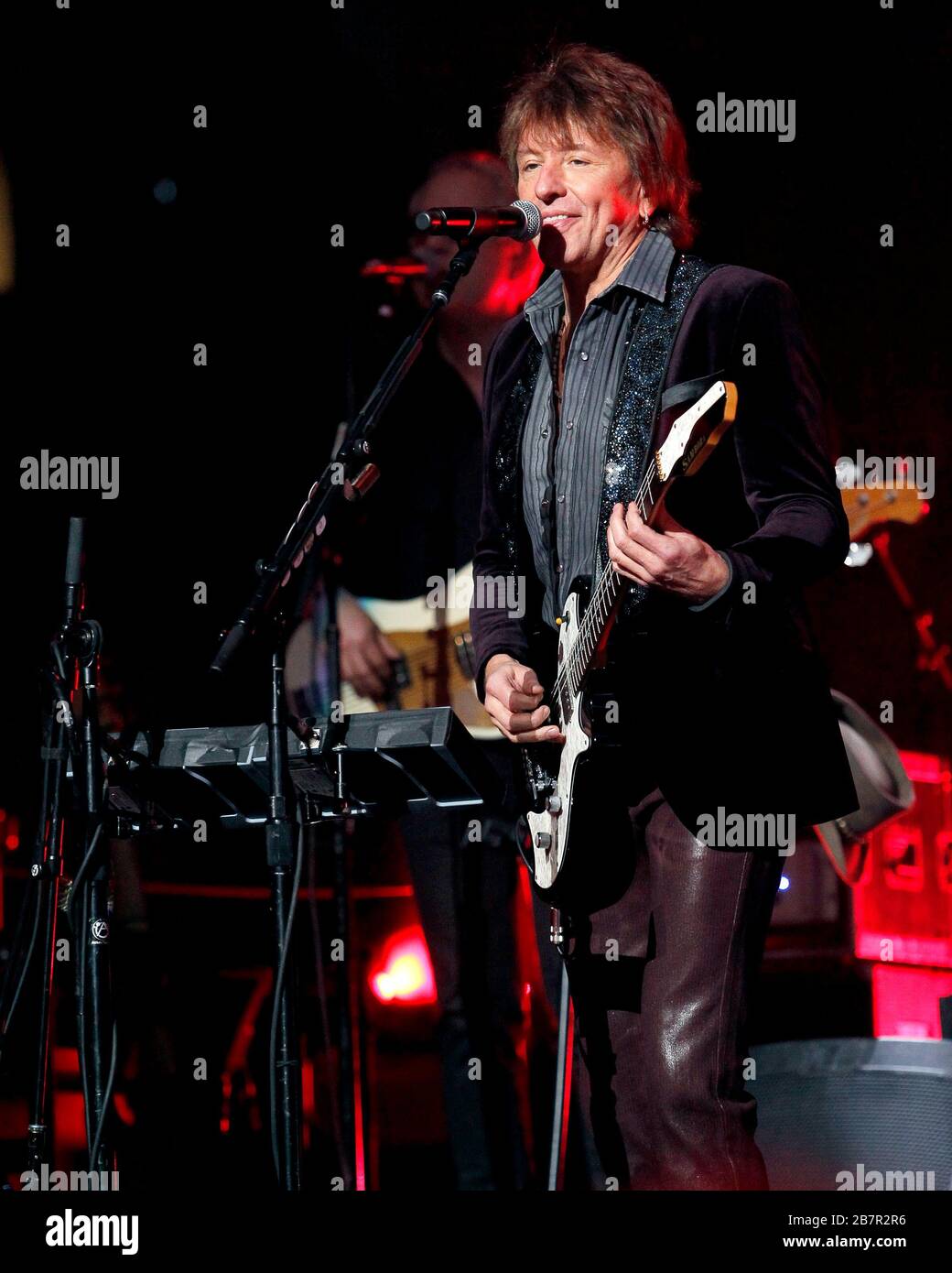 Richie Sambora performs with Jon Bon Jovi, David Bryan, Tico Torres and the rest of the band at the BB&T Center in Sunrise, Florida. Stock Photo