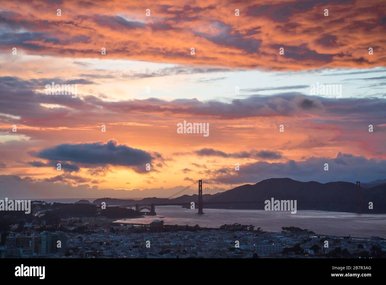 View of Golden Gate Bridge at Sunset - San Francisco Stock Photo