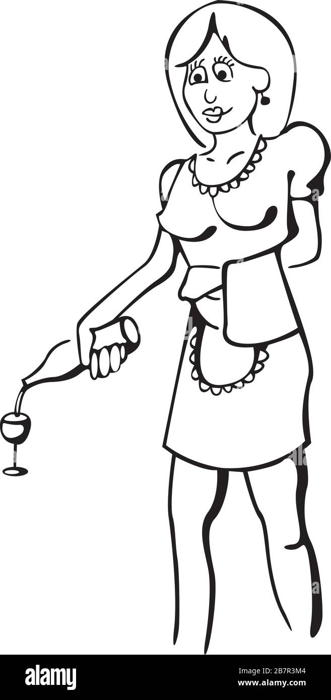 pretty waitress pouring wine Stock Vector