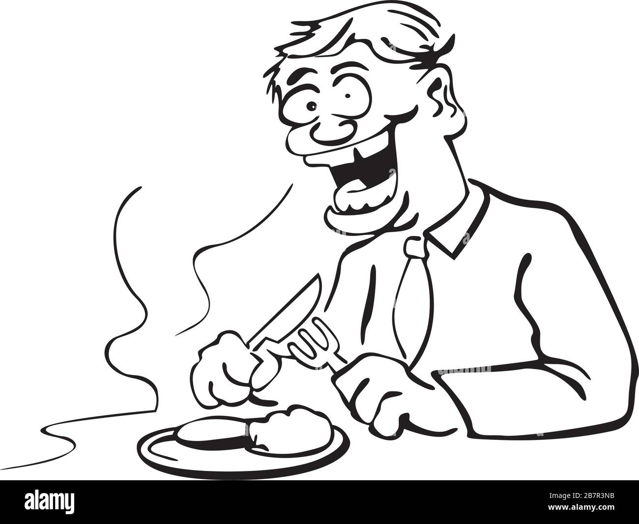 guy happy with food Stock Vector