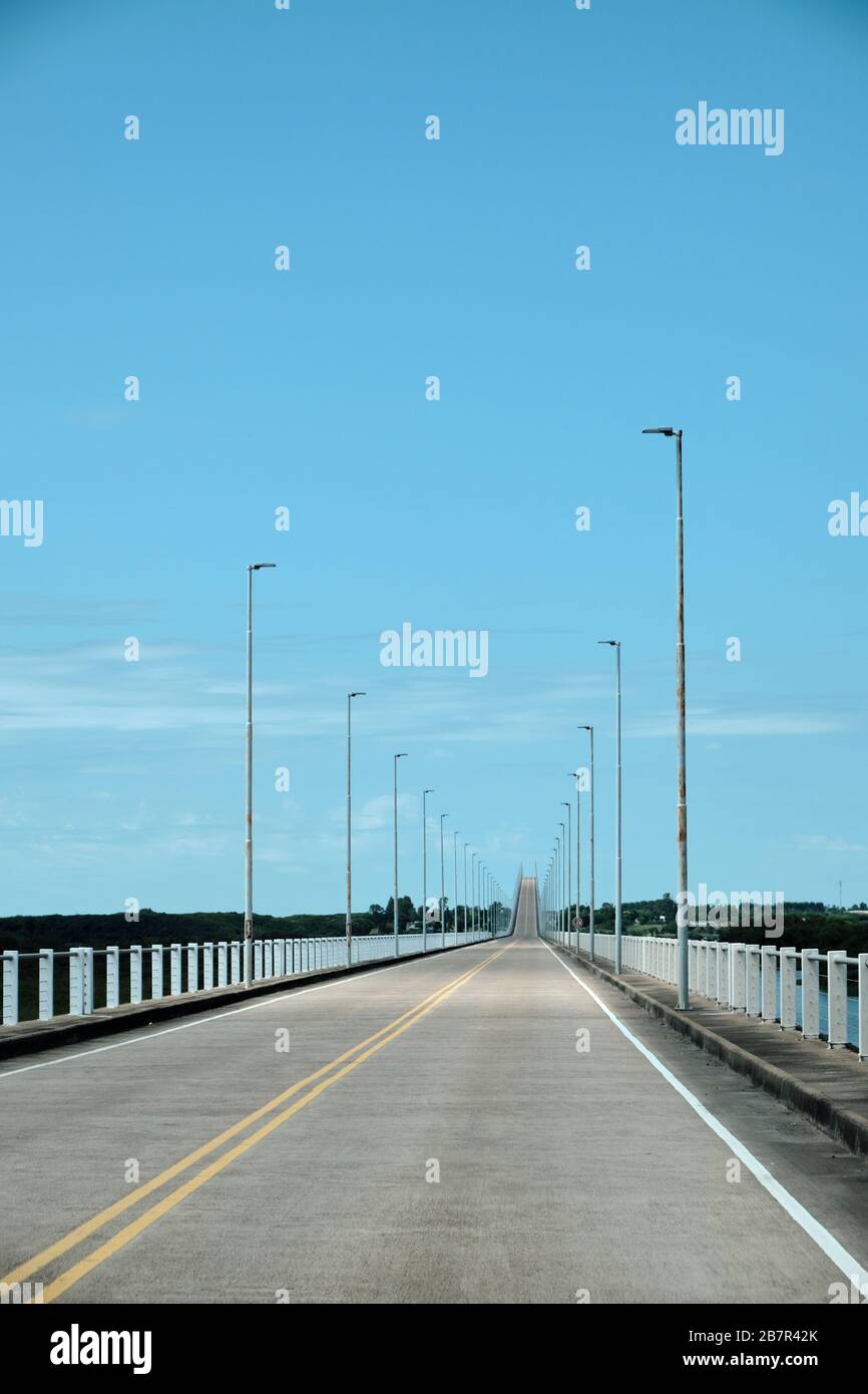 a view from the road of a bridge in the frontier between argentina and uruguay, Gualeguaychu fraybentos Stock Photo