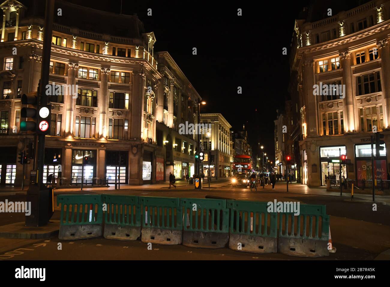London, UK. 17th Mar 2020. Empty Oxford Street, Regent Street and underground usually full of people walking window browsing. The #coronovirus the street is empty on 17th March 2020, London, UK. Credit: Picture Capital/Alamy Live News Stock Photo