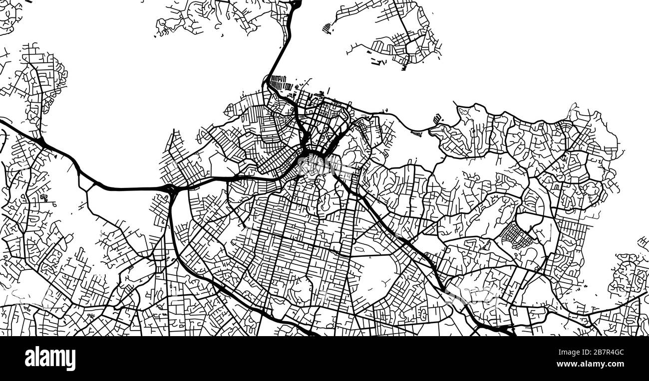 Urban vector city map of Auckland, New Zealand Stock Vector