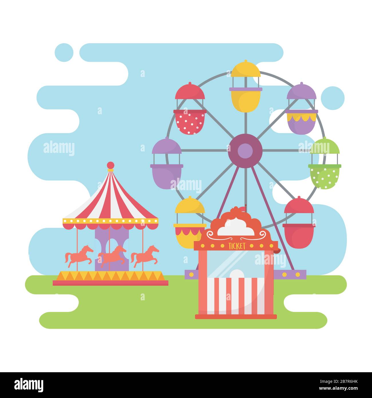 fun fair carnival ferris wheel carousel ticket booth recreation ...