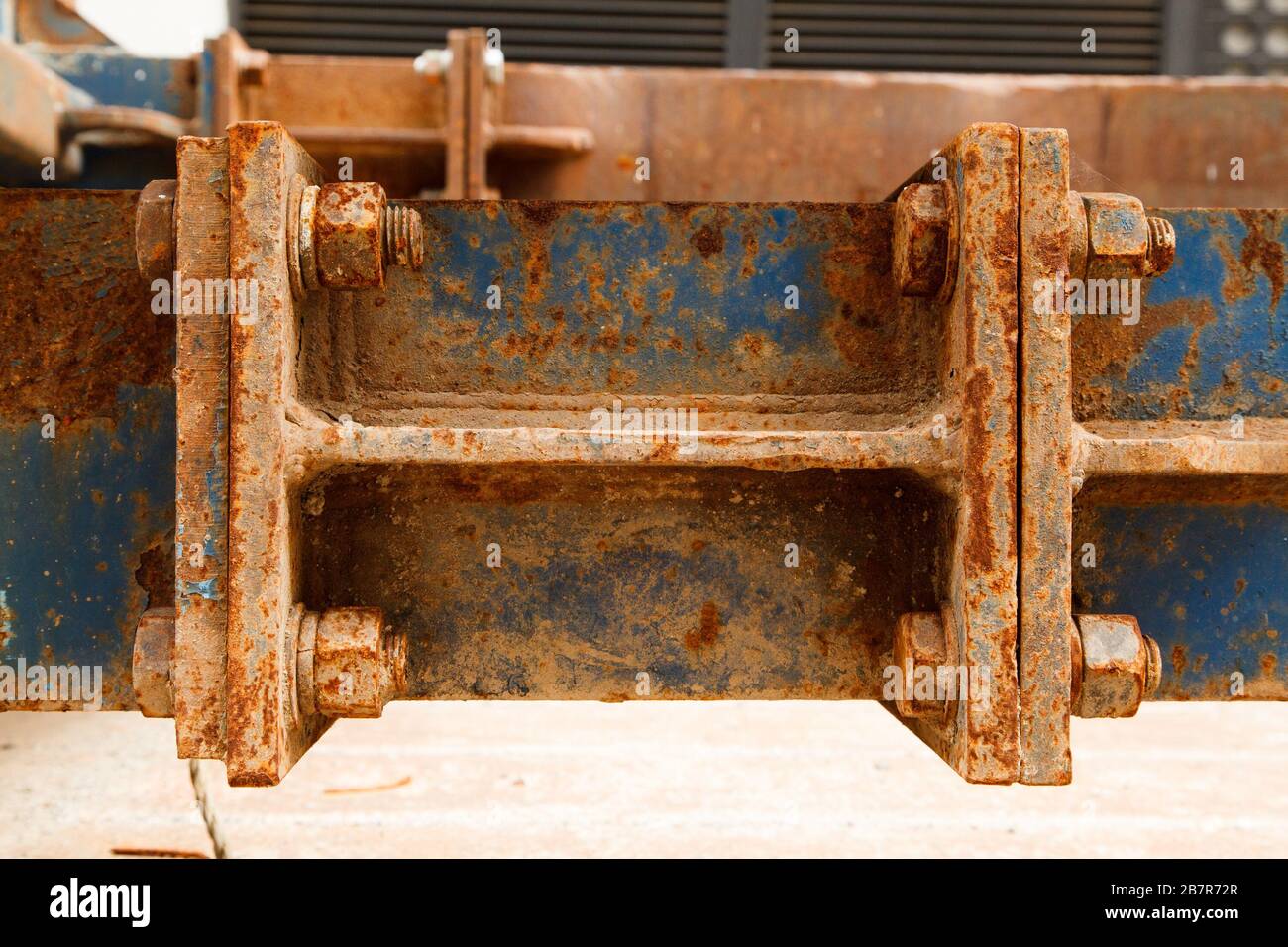 Rusty Steel Beams Bolted Together Stock Photo