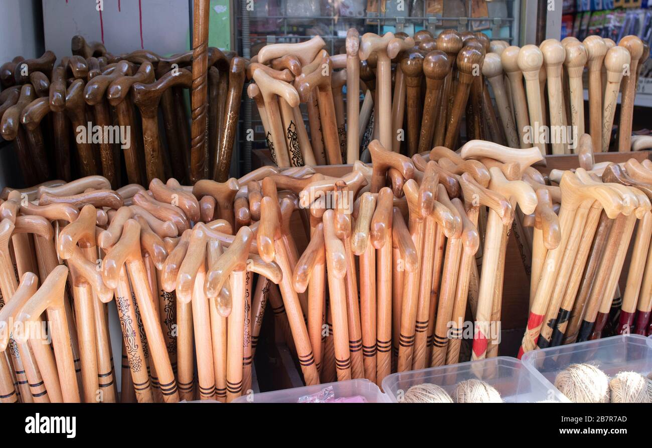 Wooden walking sticks are made for the elderly and disabled. There is