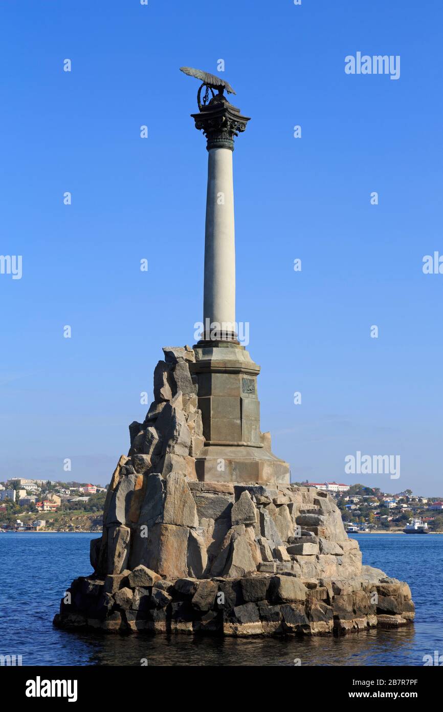 Monument to Scuttled Ships,Artillery Harbour,Sevastopol,Crimea,Ukraine,Eastern Europe Stock Photo