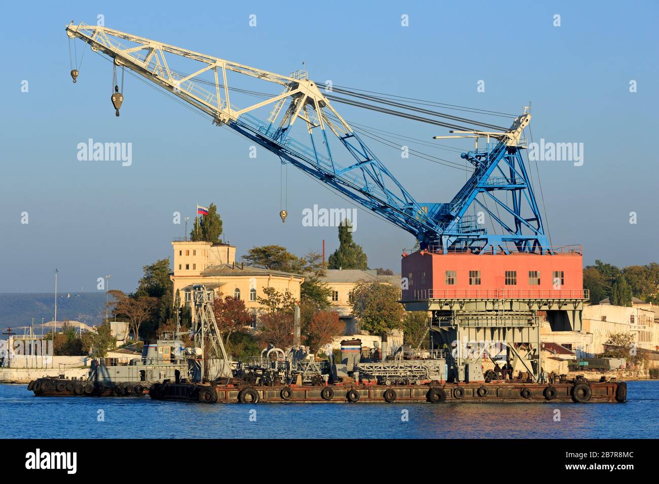 Floating crane in South Harbour,Sevastopol,Crimea,Ukraine,Eastern Europe Stock Photo