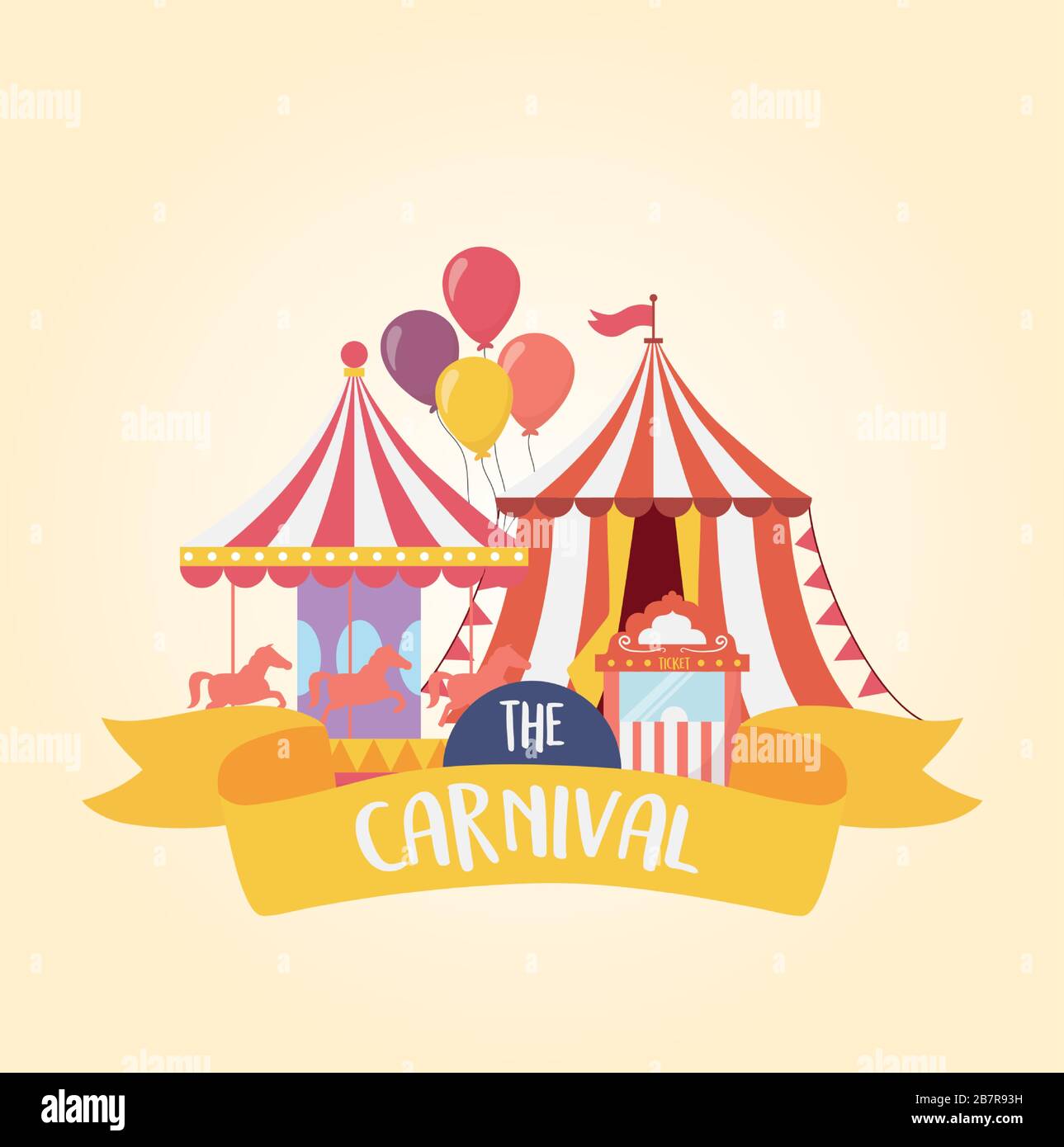 fun fair carnival carousel tent and ticket booth recreation ...