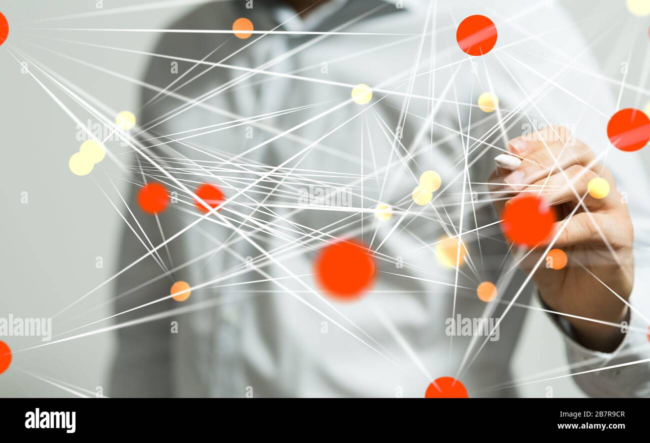 Closeup shot of a person presenting the virtual projection of a digital ...