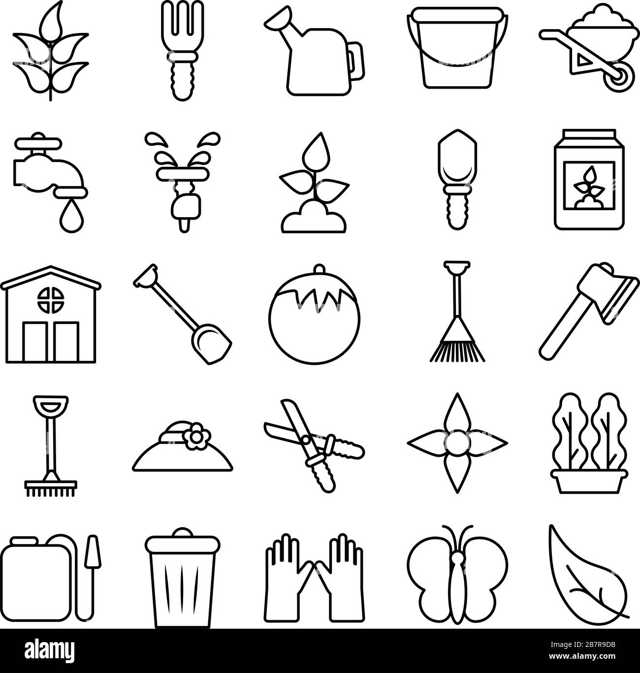 set of icon gardening , line style icon vector illustration design ...
